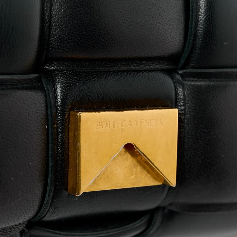 BOTTEGA VENETA MAXI INTRECCIO PADDED CASSETTE CROSSBODY BAG BLACK NAPPA LEATHER GOLD HARDWARE - Image 8