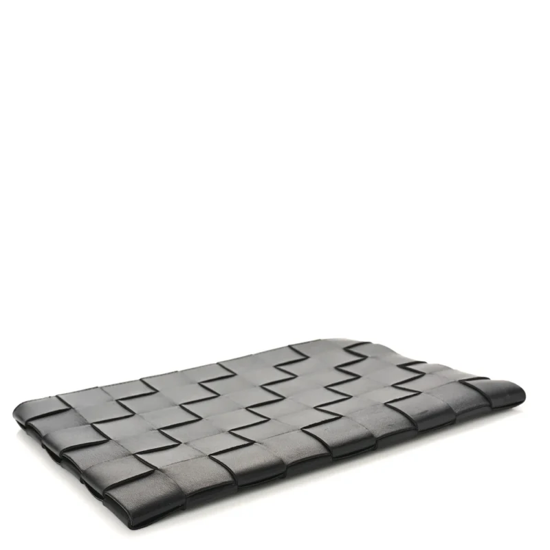 BOTTEGA VENETA MAXI INTRECCIATO LARGE CASSETTE FLAT ZIP POUCH BLACK NAPPA LEATHER - Image 4