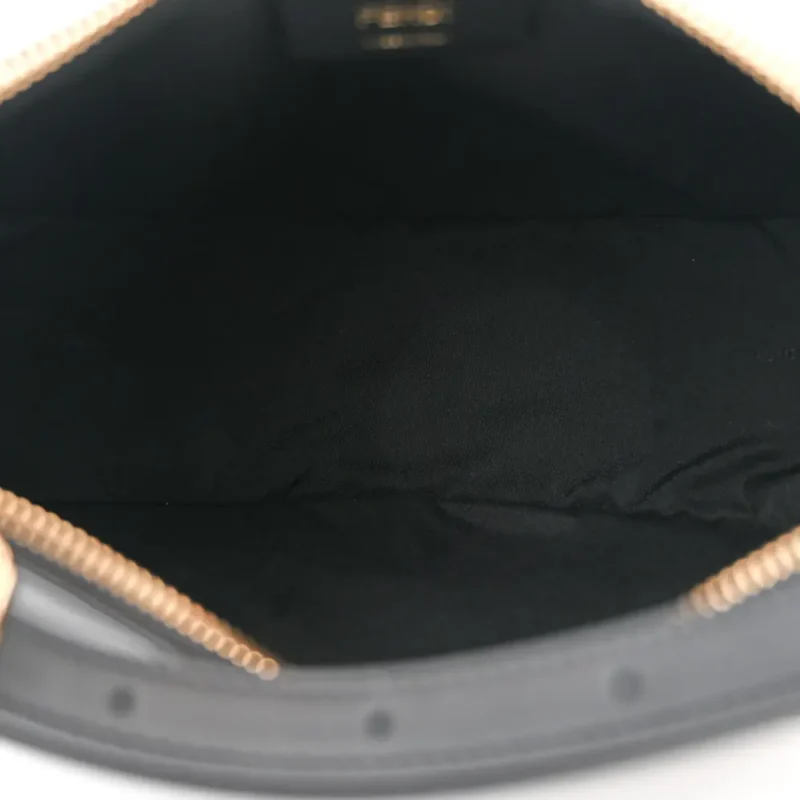FENDI SMALL FENDIGRAPHY HOBO BAG BLACK MATTE GRACE VITELLO LEATHER GOLD HARDWARE - Image 7