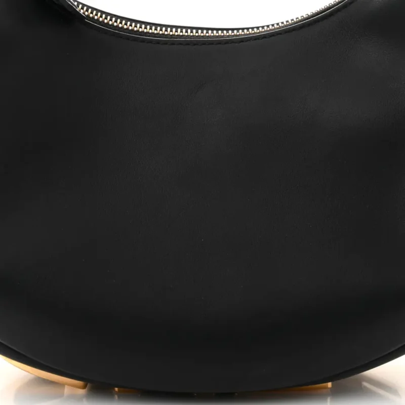 FENDI SMALL FENDIGRAPHY HOBO BAG BLACK MATTE GRACE VITELLO LEATHER GOLD HARDWARE - Image 9