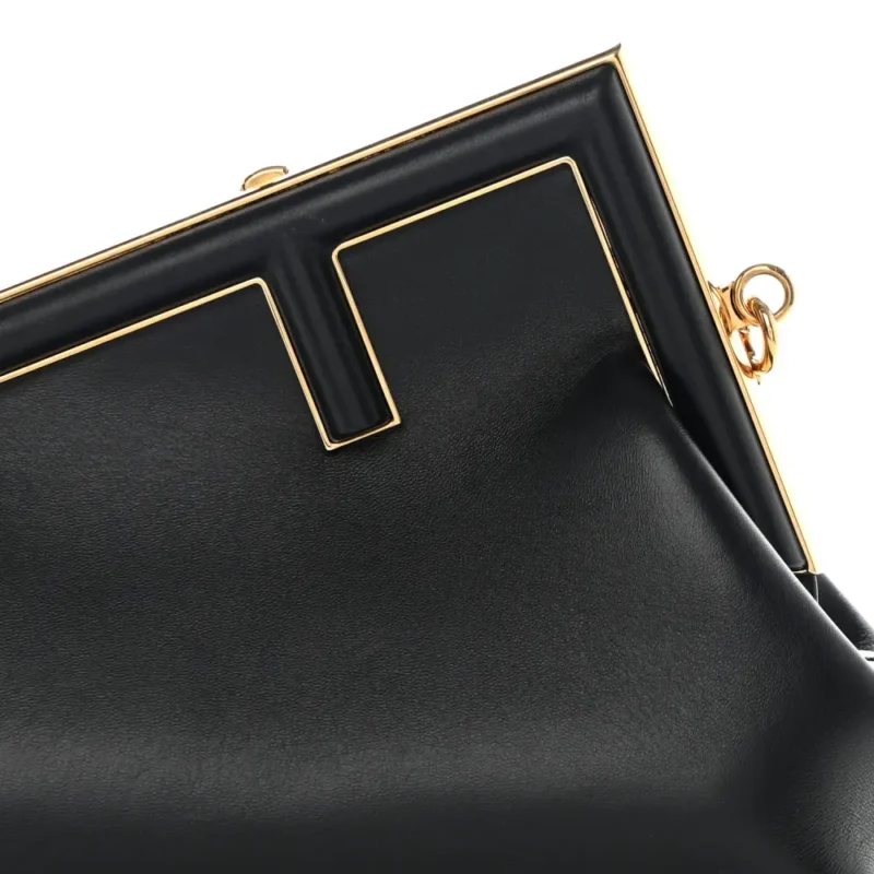 FENDI SMALL FENDI FIRST BLACK SHINY NAPPA LEATHER GOLD HARDWARE - Image 9