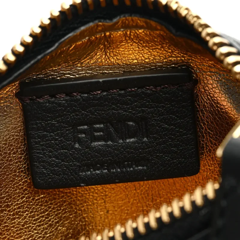 FENDI NANO FENDIGRAPHY HOBO CHARM BLACK MATTE GRACE VITELLO LEATHER GOLD HARDWARE - Image 2