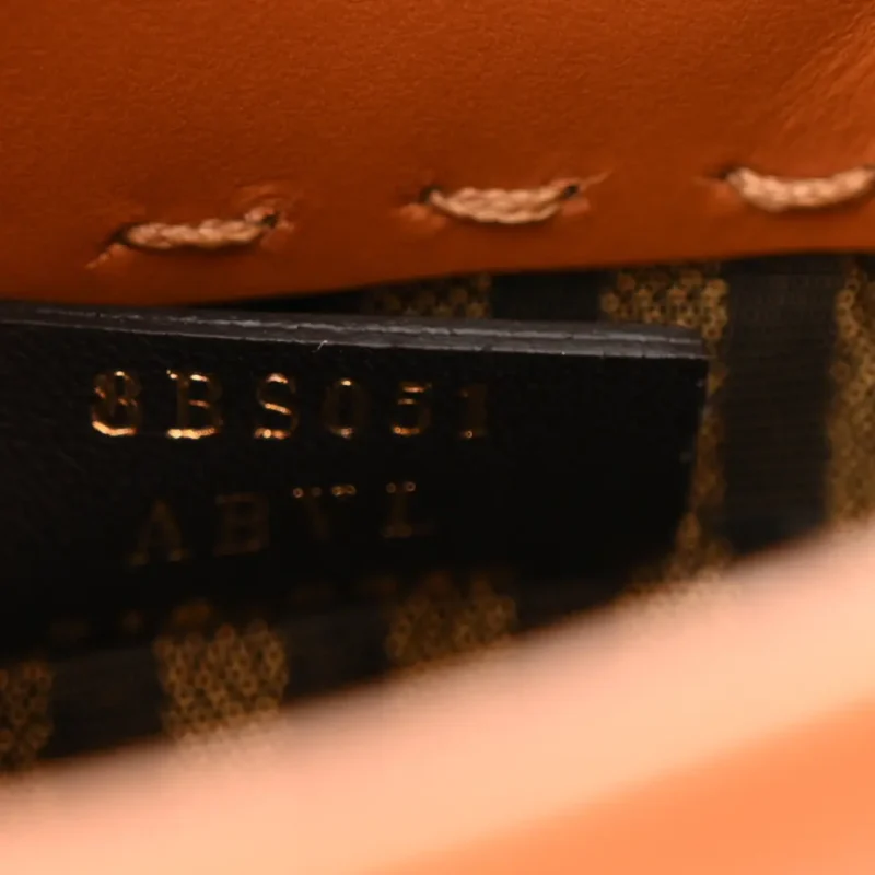 FENDI MINI LOGO EMBOSSED FENDI SUNSHINE SHOPPER TOTE CUOIO KING VITELLO LEATHER & PLEXIGLASS GOLD HARDWARE - Image 9