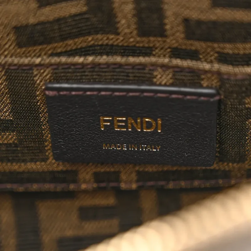 FENDI MINI LOGO EMBOSSED BY THE WAY TOP HANDLE BOSTON BAG TORTORA KING VITELLO LEATHER & PLEXIGLASS GOLD HARDWARE - Image 3