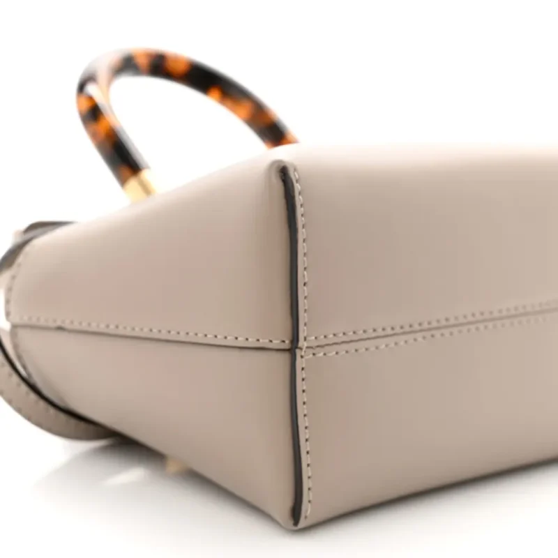 FENDI MINI LOGO EMBOSSED BY THE WAY TOP HANDLE BOSTON BAG TORTORA KING VITELLO LEATHER & PLEXIGLASS GOLD HARDWARE - Image 5