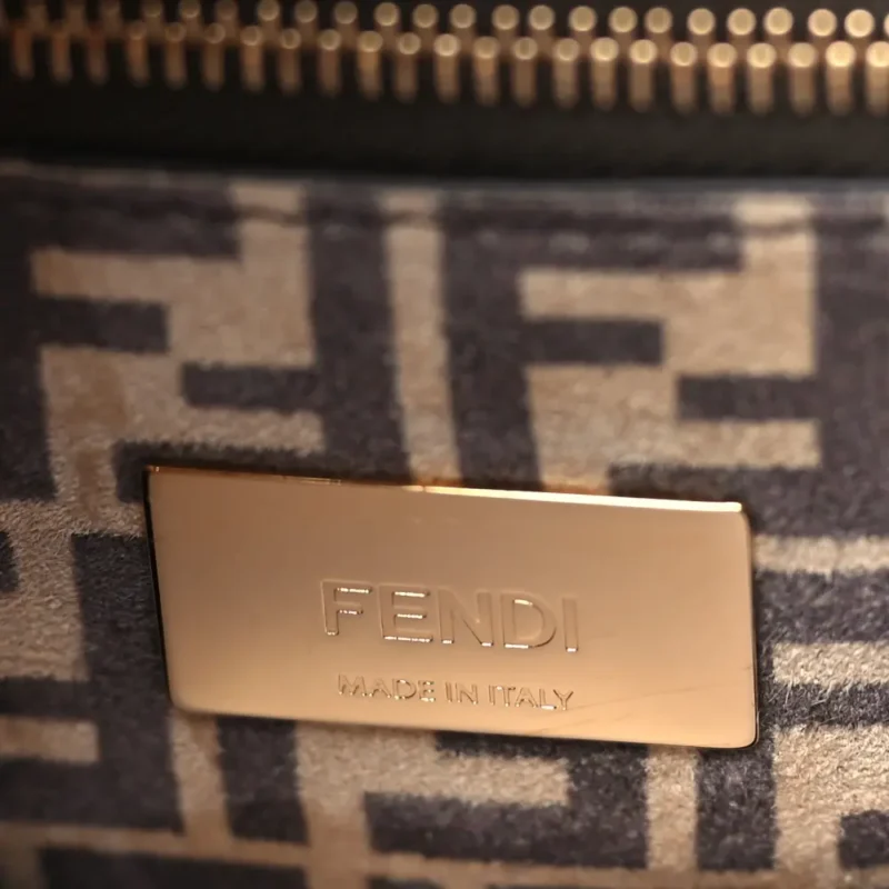 FENDI MINI FF PEEKABOO ICONIC SATCHEL TULIPANO/MIELE/MORO SETA VITELLO LEATHER & SUEDE GOLD HARDWARE - Image 2