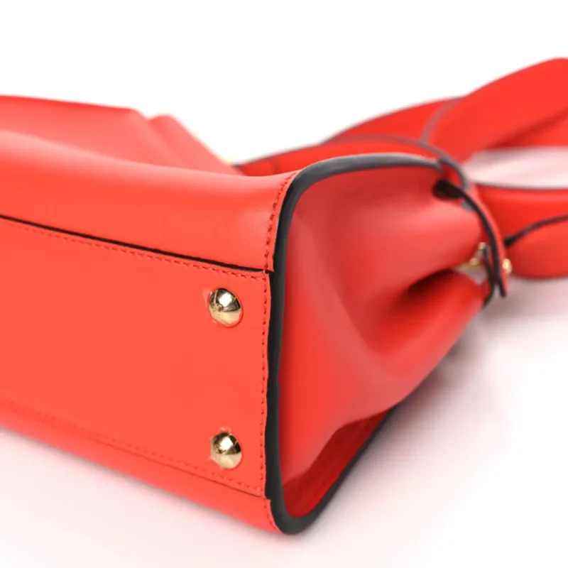 FENDI MINI FF PEEKABOO ICONIC SATCHEL TULIPANO/MIELE/MORO SETA VITELLO LEATHER & SUEDE GOLD HARDWARE - Image 5