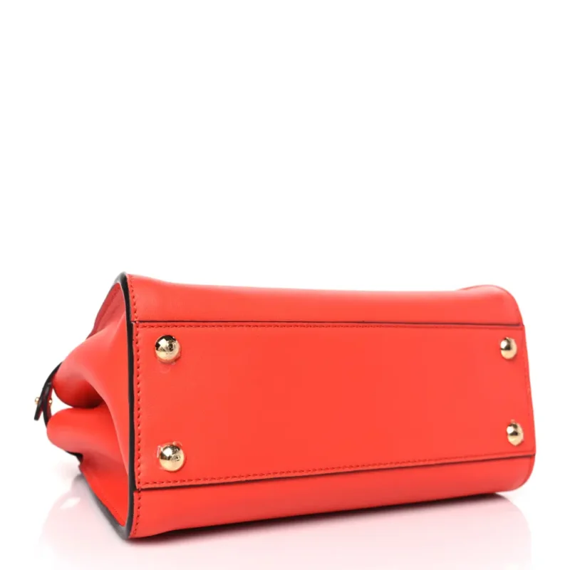 FENDI MINI FF PEEKABOO ICONIC SATCHEL TULIPANO/MIELE/MORO SETA VITELLO LEATHER & SUEDE GOLD HARDWARE - Image 6