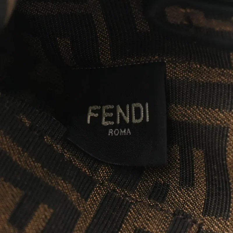 FENDI MINI FF 1974 BAGUETTE TOBACCO/MORO/BLACK JACQUARD FABRIC GOLD HARDWARE - Image 8