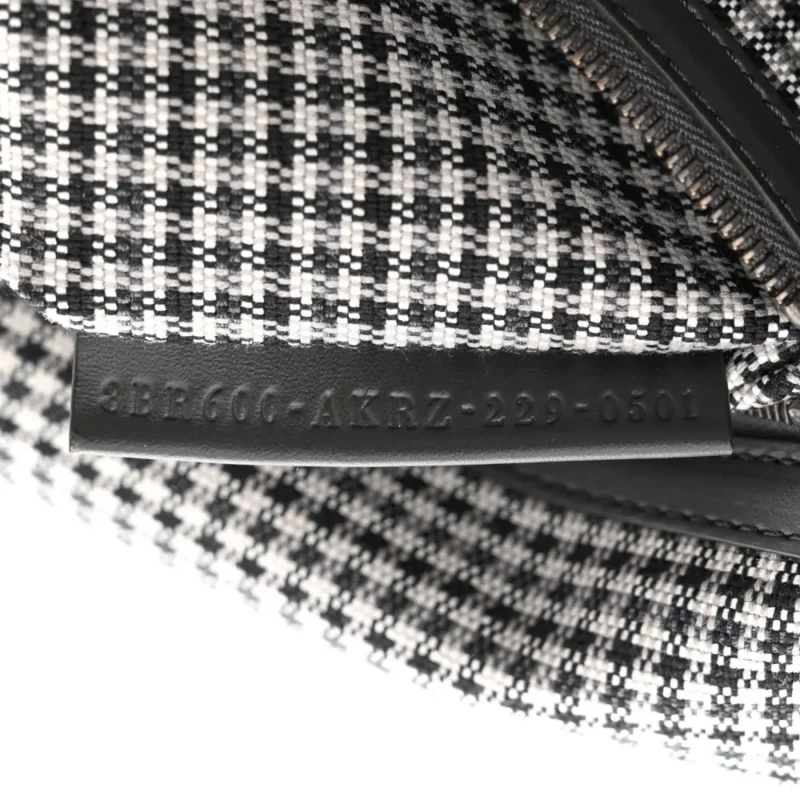 FENDI FF EMBROIDERED BAGUETTE GRIGIO / ANTHRACITE HOUNDSTOOTH WOOL & KING VITELLO LEATHER RUTHENIUM HARDWARE - Image 8