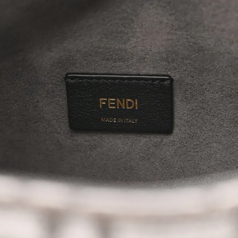 FENDI FF FENDI O??LOCK ZIPPER ANTHRACITE/ASFALTO CHENILLE, VITELLO SETA LEATHER, & PLEXIGLASS MIXED METAL HARDWARE - Image 2