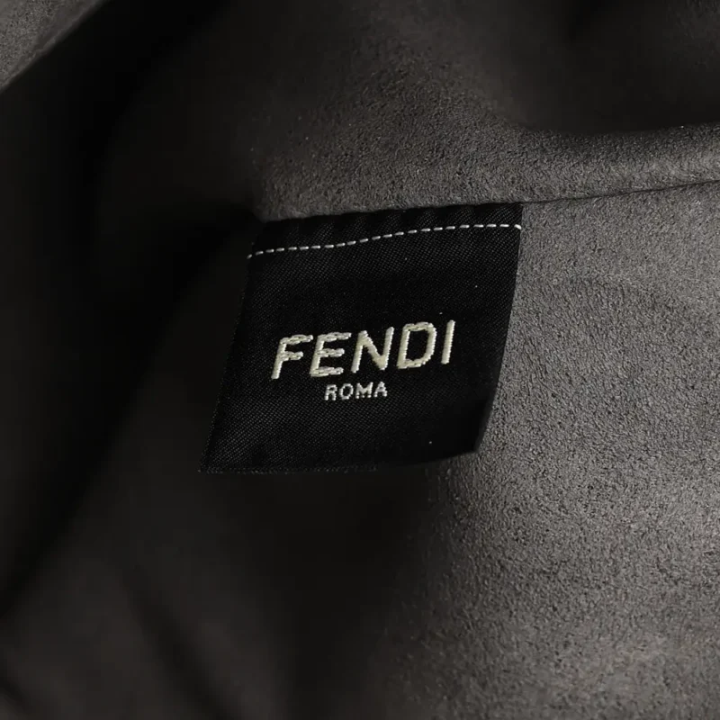 FENDI FF FENDI O??LOCK ZIPPER ANTHRACITE/ASFALTO CHENILLE, VITELLO SETA LEATHER, & PLEXIGLASS MIXED METAL HARDWARE - Image 8