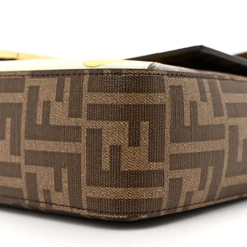 FENDI FF 1974 HAIRDO GIRLS INLAY BAGUETTE MOGANO/PANNA/MULTICOLOR GLAZED FABRIC GOLD HARDWARE - Image 5