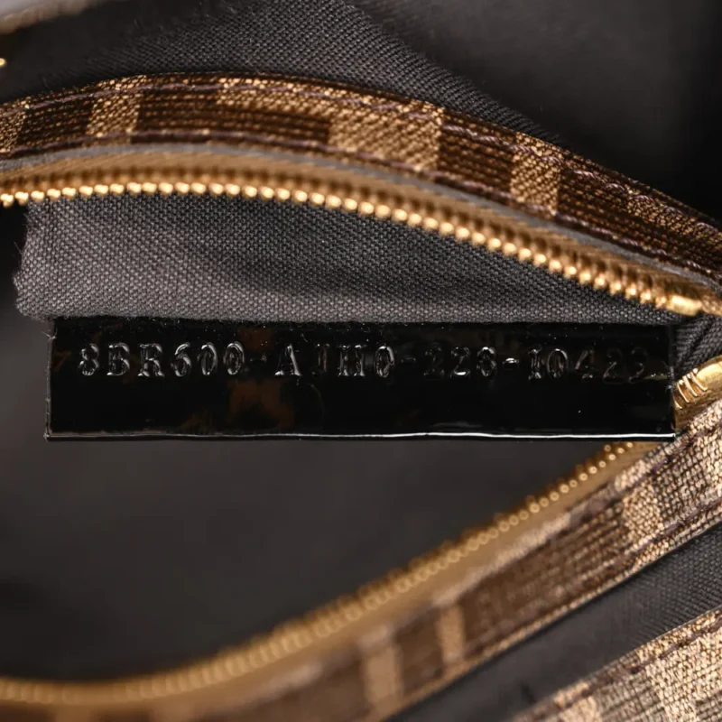 FENDI FF 1974 HAIRDO GIRLS INLAY BAGUETTE MOGANO/PANNA/MULTICOLOR GLAZED FABRIC GOLD HARDWARE - Image 8