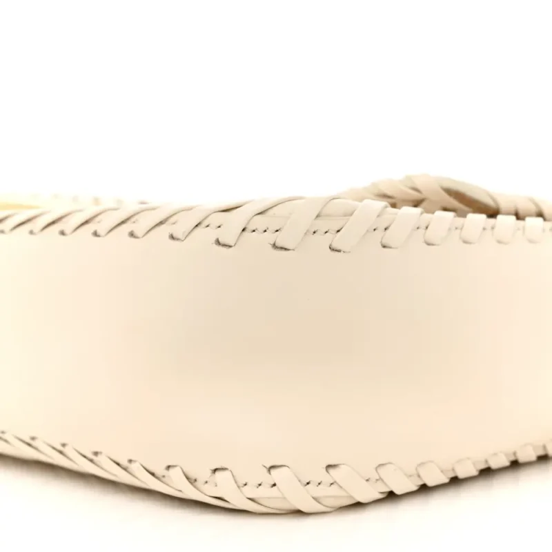 FENDI CEYLON WOVEN BAGUETTE WHITE ICE KING VITELLO LEATHER GOLD HARDWARE - Image 5