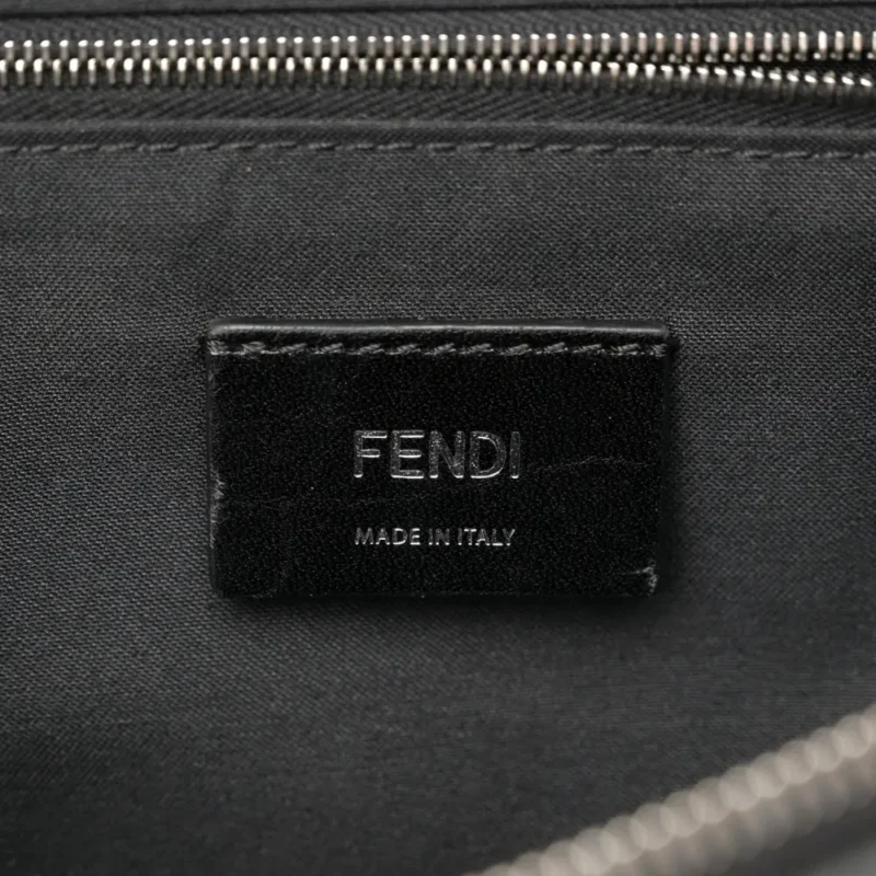 FENDI CENTURY LOGO FF 1974 DIAGONAL BELT BAG BLACK/SUNFLOWER GLAZED FABRIC & LIBERTY VITELLO LEATHER SILVER HARDWARE - Image 2