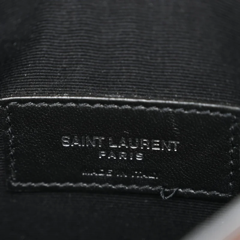 SAINT LAURENT SMALL UPTOWN POUCH BLACK EMBOSSED MONOGRAM CALFSKIN & CROCODILE LEATHER SILVER HARDWARE - Image 2