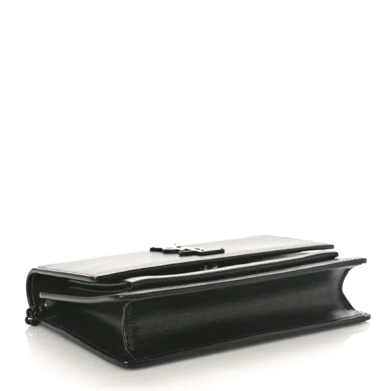 SAINT LAURENT SMALL SUNSET CHAIN WALLET BLACK MONOGRAM CALFSKIN LEATHER BLACK HARDWARE - Image 6