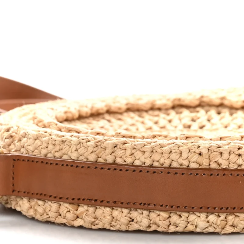 SAINT LAURENT SMALL SAC ROUND BAG NATURAL RAFFIA AGED GOLD HARDWARE - Image 4