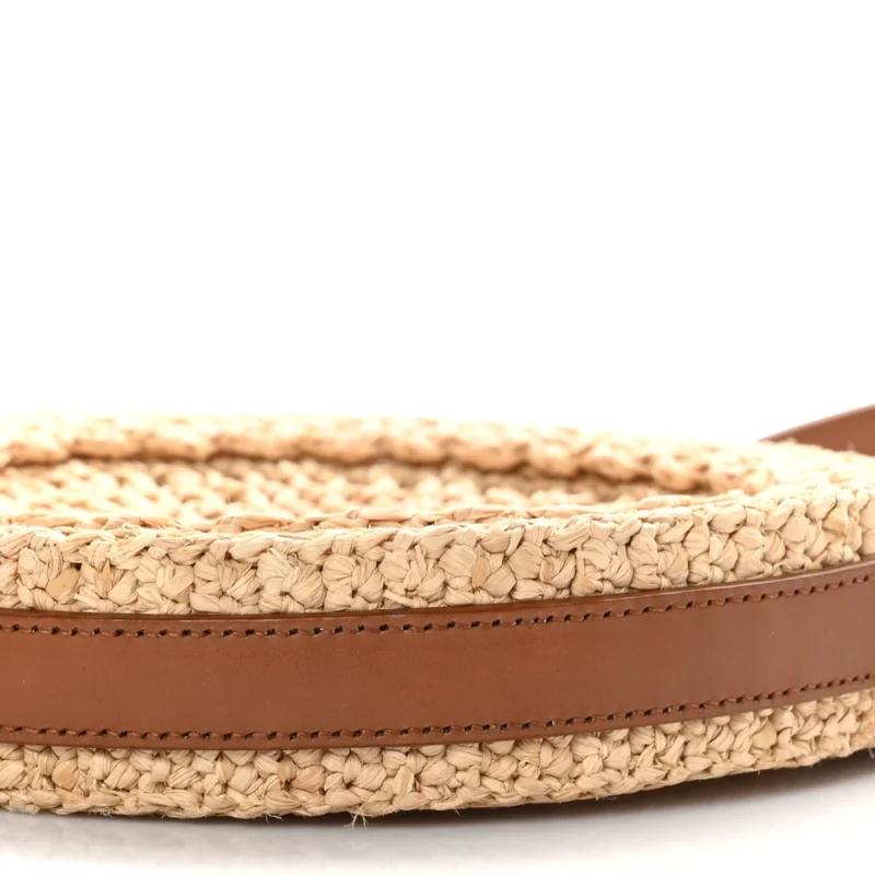 SAINT LAURENT SMALL SAC ROUND BAG NATURAL RAFFIA AGED GOLD HARDWARE - Image 5