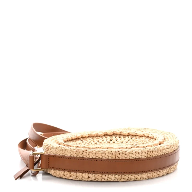 SAINT LAURENT SMALL SAC ROUND BAG NATURAL RAFFIA AGED GOLD HARDWARE - Image 6