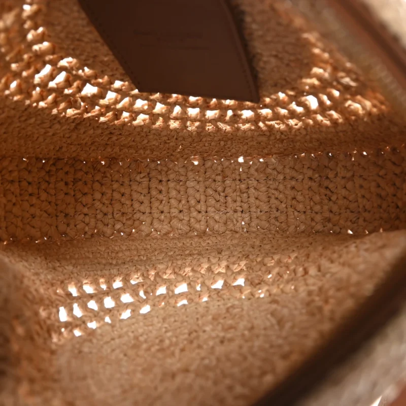 SAINT LAURENT SMALL SAC ROUND BAG NATURAL RAFFIA AGED GOLD HARDWARE - Image 7