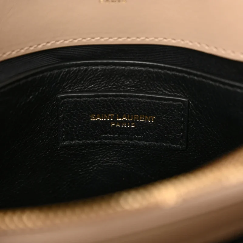 SAINT LAURENT SMALL LOULOU CHAIN SATCHEL DARK BEIGE Y-QUILTED MONOGRAM CALFSKIN LEATHER GOLD HARDWARE - Image 2