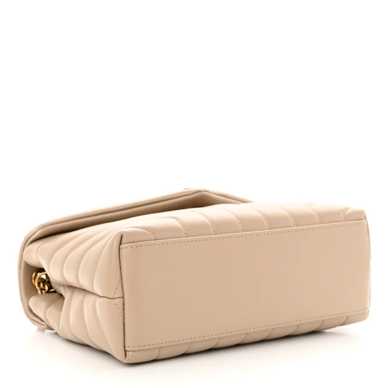 SAINT LAURENT SMALL LOULOU CHAIN SATCHEL DARK BEIGE Y-QUILTED MONOGRAM CALFSKIN LEATHER GOLD HARDWARE - Image 6
