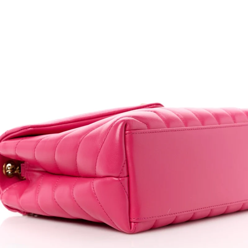 SAINT LAURENT SMALL LOULOU CHAIN SATCHEL FRESH FUCHSIA Y-QUILTED MONOGRAM CALFSKIN LEATHER GOLD HARDWARE - Image 4