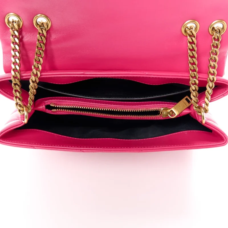 SAINT LAURENT SMALL LOULOU CHAIN SATCHEL FRESH FUCHSIA Y-QUILTED MONOGRAM CALFSKIN LEATHER GOLD HARDWARE - Image 7