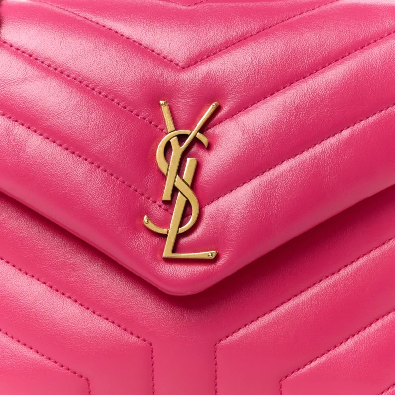 SAINT LAURENT SMALL LOULOU CHAIN SATCHEL FRESH FUCHSIA Y-QUILTED MONOGRAM CALFSKIN LEATHER GOLD HARDWARE - Image 8