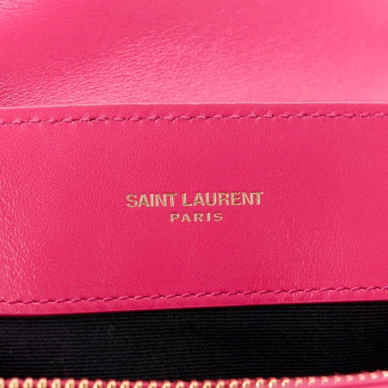 SAINT LAURENT SMALL LOULOU CHAIN SATCHEL FRESH FUCHSIA Y-QUILTED MONOGRAM CALFSKIN LEATHER GOLD HARDWARE - Image 9
