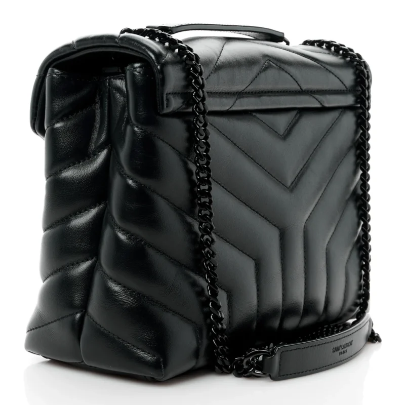 SAINT LAURENT SMALL LOULOU CHAIN SATCHEL BLACK Y-QUILTED MONOCHROME MONOGRAM CALFSKIN LEATHER INCOGNITO HARDWARE - Image 3
