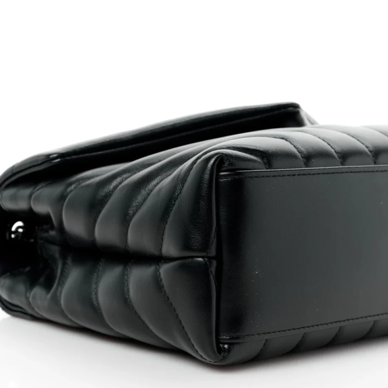SAINT LAURENT SMALL LOULOU CHAIN SATCHEL BLACK Y-QUILTED MONOCHROME MONOGRAM CALFSKIN LEATHER INCOGNITO HARDWARE - Image 4