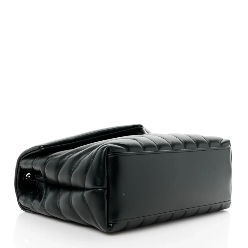 SAINT LAURENT SMALL LOULOU CHAIN SATCHEL BLACK Y-QUILTED MONOCHROME MONOGRAM CALFSKIN LEATHER INCOGNITO HARDWARE - Image 6