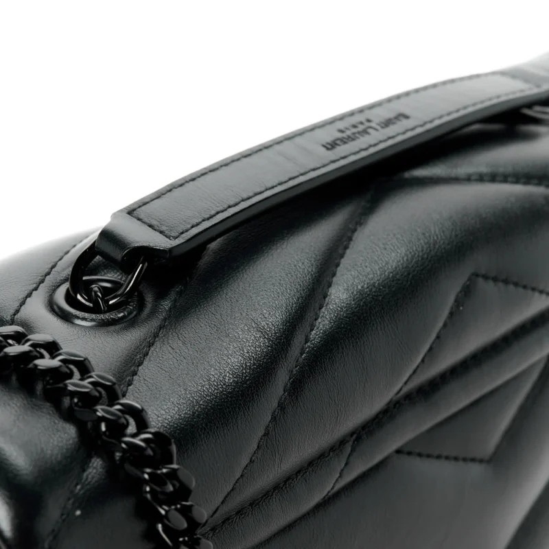 SAINT LAURENT SMALL LOULOU CHAIN SATCHEL BLACK Y-QUILTED MONOCHROME MONOGRAM CALFSKIN LEATHER INCOGNITO HARDWARE - Image 10