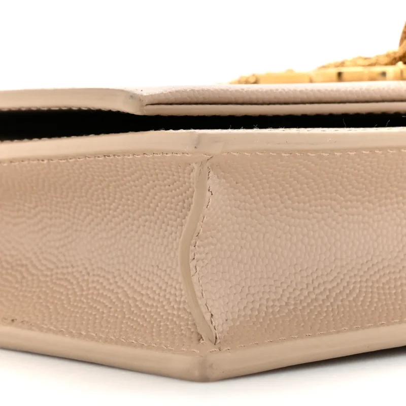 SAINT LAURENT SMALL KATE TASSEL CHAIN WALLET DARK BEIGE CLASSIC MONOGRAM GRAIN DE POUDRE LEATHER GOLD HARDWARE - Image 4
