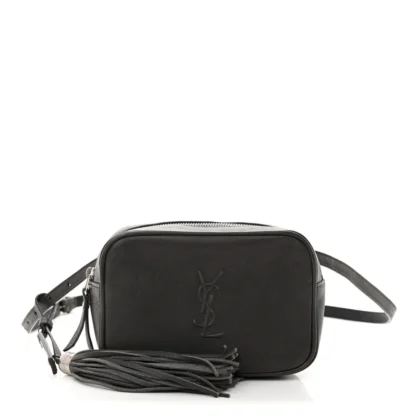 SAINT LAURENT SMALL LOU BELT BAG ASPHALT MONOGRAM LAMBSKIN LEATHER