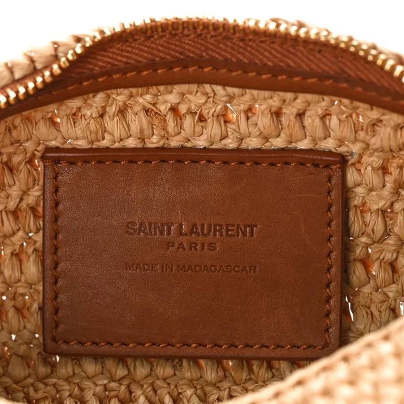 SAINT LAURENT SMALL CYLINDRIC BAG NATURAL AND BRICK MONOGRAM RAFFIA CASSANDRE AGED GOLD HARDWARE - Image 11