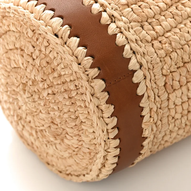 SAINT LAURENT SMALL CYLINDRIC BAG NATURAL AND BRICK MONOGRAM RAFFIA CASSANDRE AGED GOLD HARDWARE - Image 4