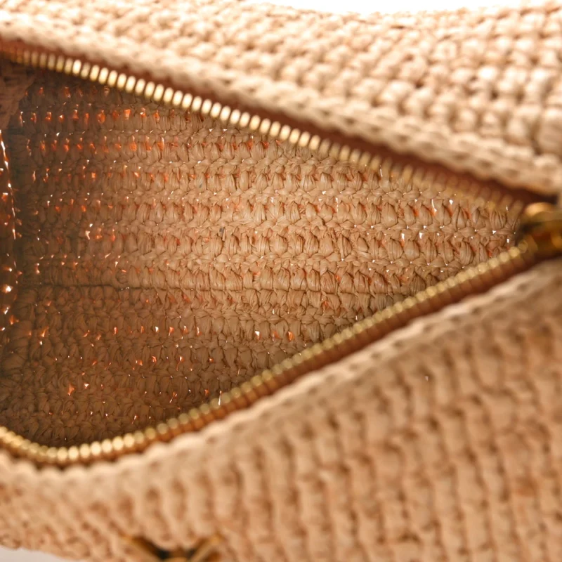 SAINT LAURENT SMALL CYLINDRIC BAG NATURAL AND BRICK MONOGRAM RAFFIA CASSANDRE AGED GOLD HARDWARE - Image 6