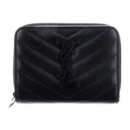 SAINT LAURENT SMALL COMPACT WALLET BLACK CALFSKIN LEATHER