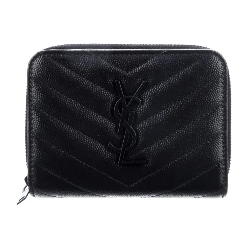 SAINT LAURENT SMALL COMPACT WALLET BLACK CALFSKIN LEATHER