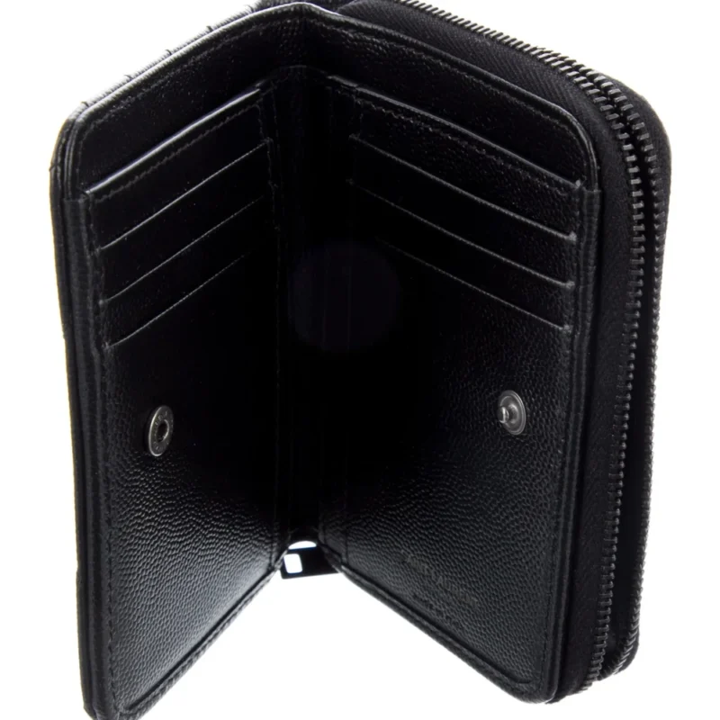 SAINT LAURENT SMALL COMPACT WALLET BLACK CALFSKIN LEATHER - Image 3