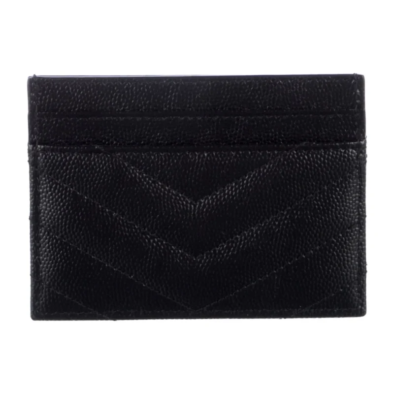 SAINT LAURENT SMALL CARD HOLDER BLACK SAFFIANO PRINTED LEATHER GOLD HARDWARE - Image 2