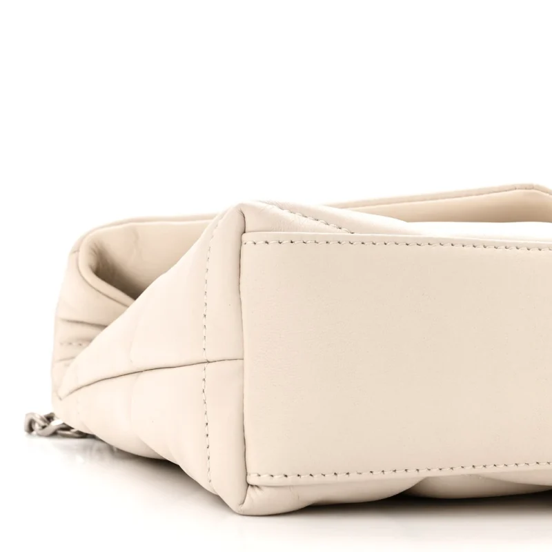 SAINT LAURENT MINI LOULOU CHAIN SATCHEL CREMA SOFT QUILTED PUFFER MONOGRAM LAMBSKIN LEATHER AGED GOLD HARDWARE - Image 4