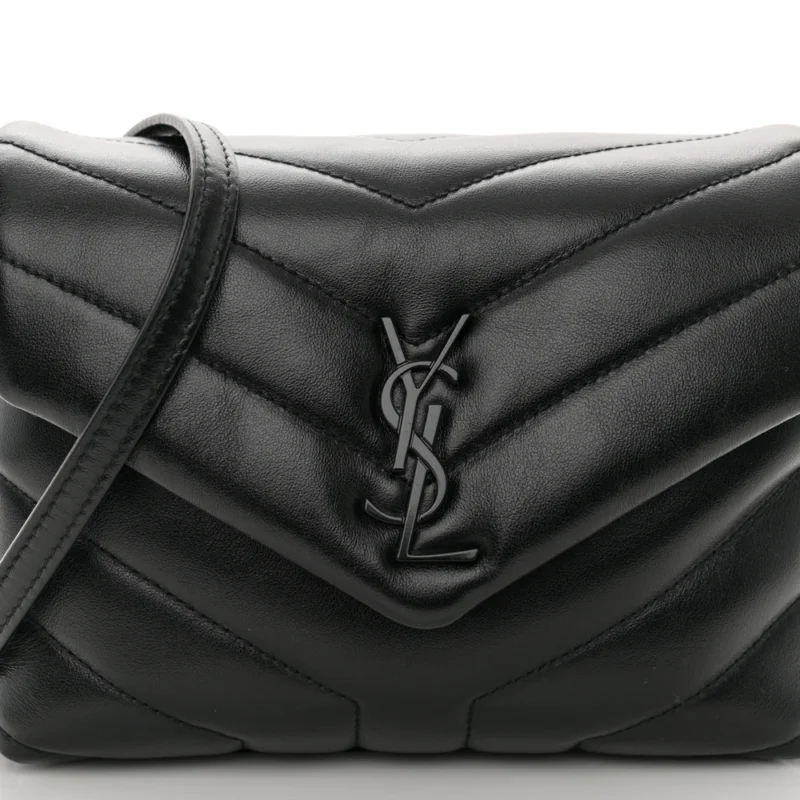 SAINT LAURENT MINI LOULOU CROSSBODY BAG BLACK Y-QUILTED MONOCHROME MONOGRAM CALFSKIN LEATHER BLACK HARDWARE - Image 8