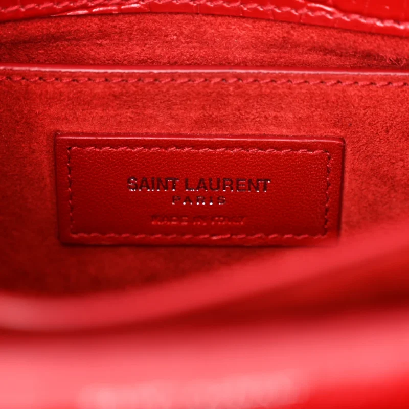 SAINT LAURENT MEDIUM SUNSET BAG ROUGE EROS EMBOSSED MONOGRAM CALFSKIN & CROCODILE LEATHER SILVER HARDWARE - Image 2