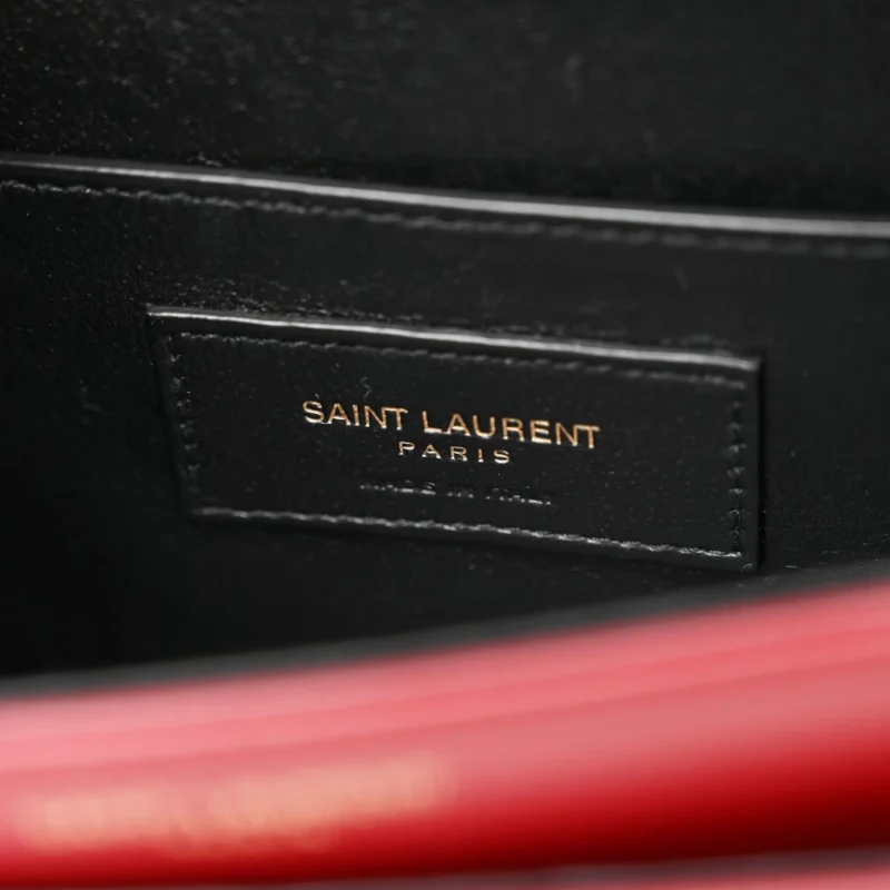 SAINT LAURENT MEDIUM SOLFERINO SATCHEL ROUGE OPYUM MONOGRAM BOX CALFSKIN LEATHER BRASS HARDWARE - Image 2