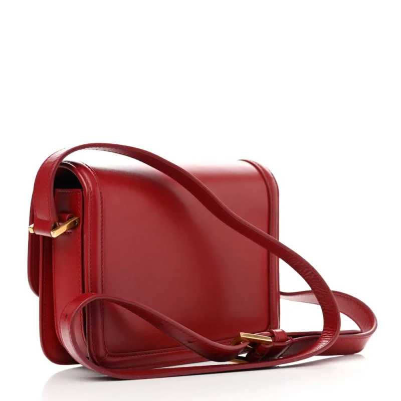 SAINT LAURENT MEDIUM SOLFERINO SATCHEL ROUGE OPYUM MONOGRAM BOX CALFSKIN LEATHER BRASS HARDWARE - Image 3